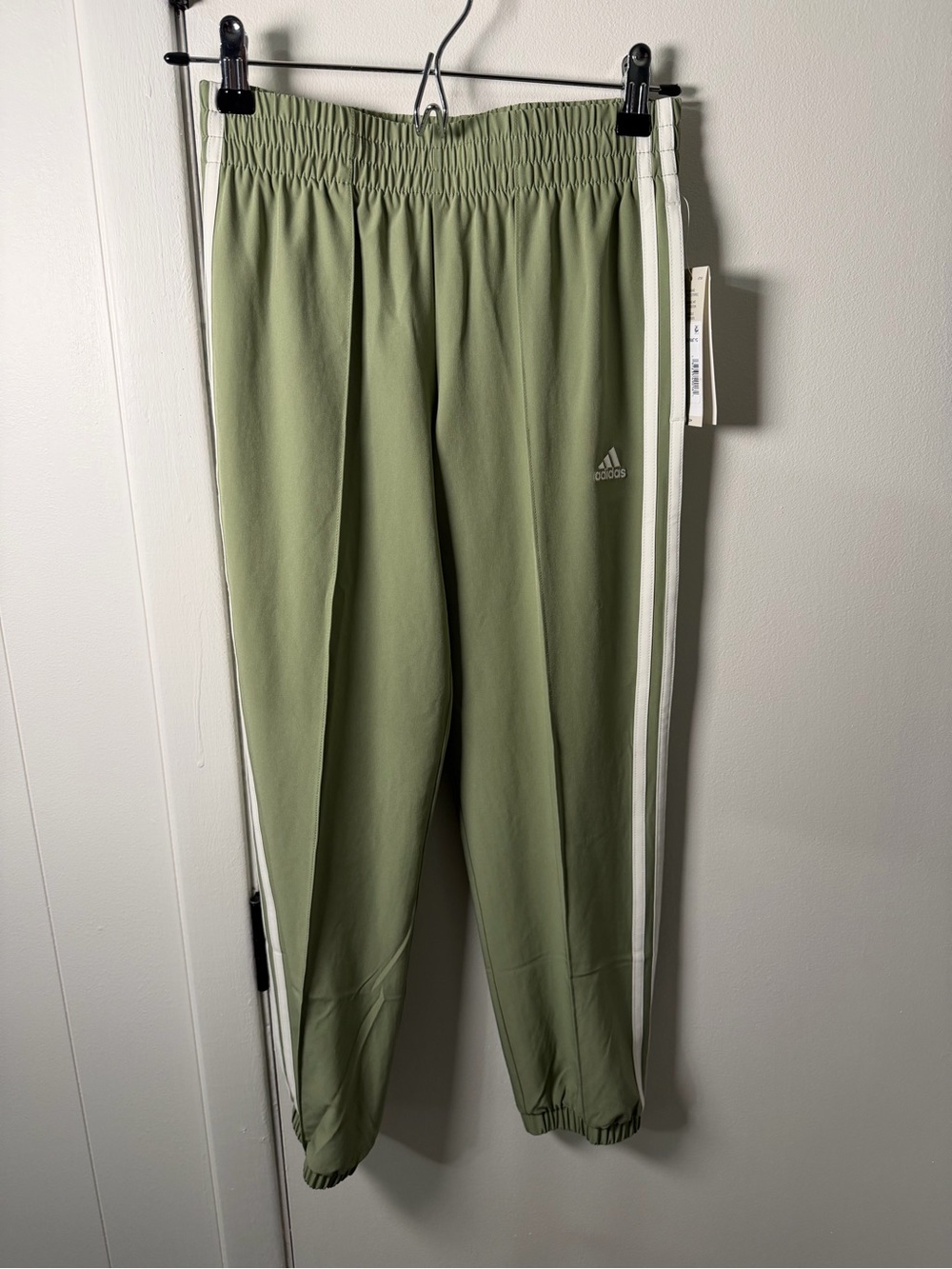 adidas Olive Green Kids Track Pants with White Side Stripes